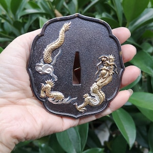Silver Plated Brass Tsuba Hand Guard