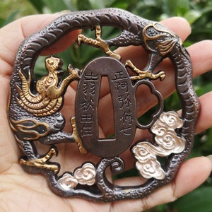 Protège-mains Tsuba en laiton plaqué argent