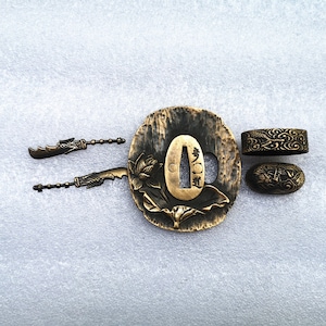 Laiton, garde-main, épée japonaise, katana, samouraï, épée, ajustementampadaptère, alliage, épée de samouraï, tsuba