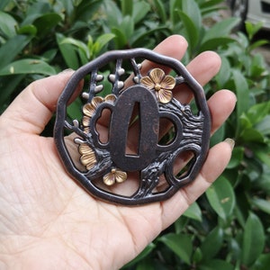 Silver Plated Brass Tsuba Hand Guard