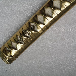 20cm Tsuka Handle Hilt Brass Fuchi Menuki Kashira Leather Ito Sword