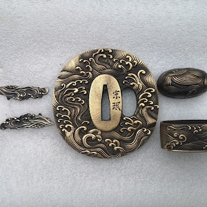 Laiton, garde-main, épée japonaise, katana, samouraï, épée, raccords, adaptateur d&#39;échantillon, alliage, épée de samouraï, tsuba