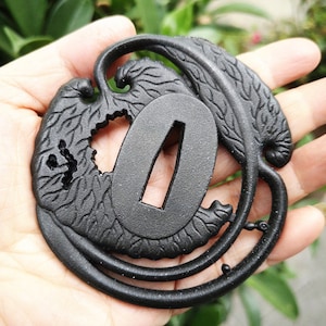 Samurai sword   iron Tsuba and fuchi