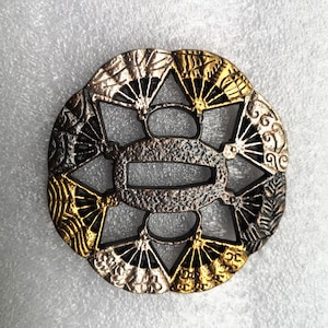 Silver Plated Brass Tsuba Hand Guard