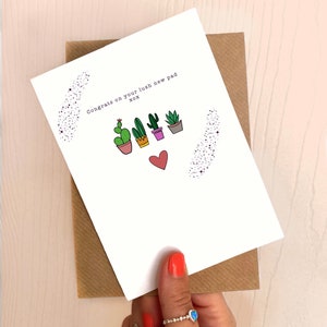 Lush New Home | Cactus | Carte de félicitations | Nouvelle maison | Plante | Déménagement | Première maison | A6