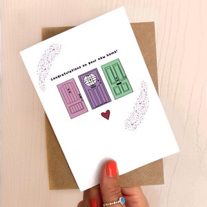 Nouvelle carte de porte pastel à la maison | Mignon | Lush Pad | Gaff - France | Félicitations | Propriétaire | Déménagement | Réchauffement de la maison | Hypothèque | Première maison | Maison de ville