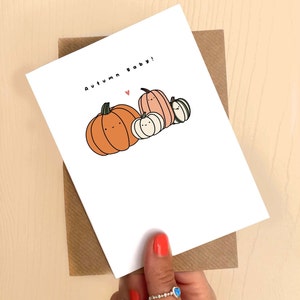 Tarjeta de bebé de otoño / Calabaza / Acogedor / Embarazo / Felicitaciones / Anuncio / Octubre / Nuevos padres / Nuevo bebé / Lindo / Felicitaciones / Divertido