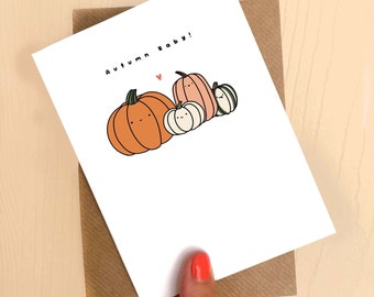Autumn Baby Card | Pumpkin | Cosy | Pregnancy | Congratulations | Announcement | October | New Parents | New Baby | Cute | Congrats | Funny