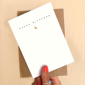 Kleine Mond Geburtstagskarte | Witchy | Beste Freundin | Kristalle | Niedliche | Einfache | Spirituelle | Vibes | Üppige | Arty | Schwester | Yoga | Tarot | Eco