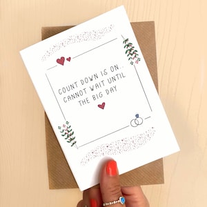 Hochzeit Countdown-Karte | Großer Tag | Braut zu sein | Verheiratet | Niedlich | Engagement | Brautjungfer | A6-Karte