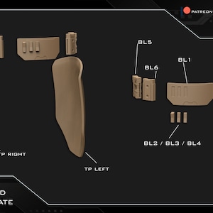 stl preview of a 3d printable belt and thigh plate of a starkiller inquisitor armor made by mystery makers