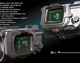 Archivos de impresión 3D para Pip Boy 3000 MkV - funcionales con código fuente abierto y una pantalla táctil (archivos stl - solo descarga digital)