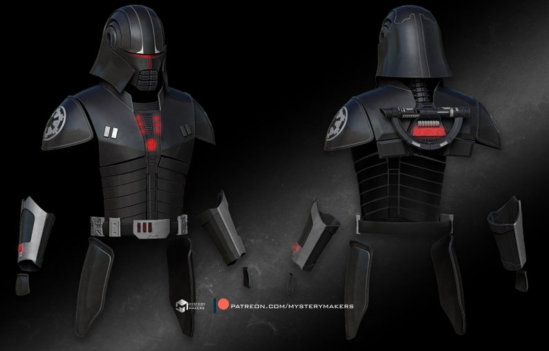 stl preview of a 3d printable starkiller inquisitor armor made by mystery makers