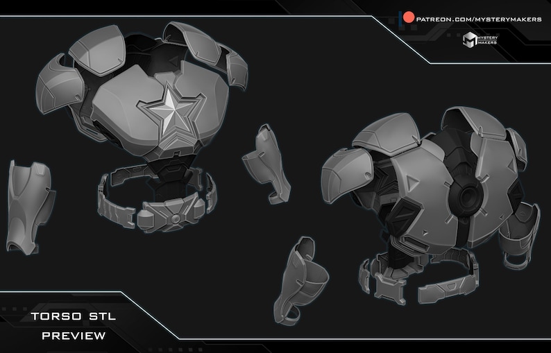 stl preview of a 3d printable Captain America full body armor made by mysterymakers