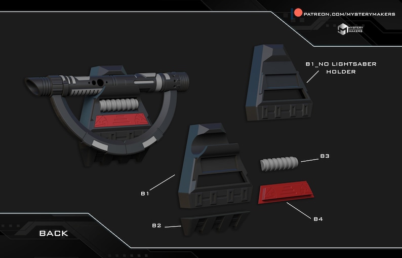 stl preview of a 3d printable starkiller inquisitor back armor made by mystery makers