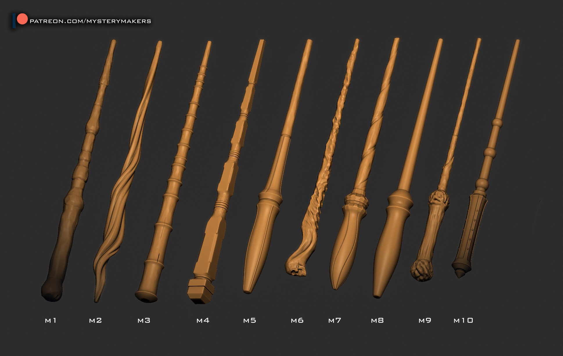 Custom Wand set for 3d printing (stl files - digital download only) wizard witch