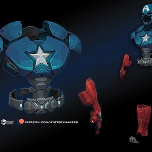 stl preview of a 3d printable Captain America full body armor made by mysterymakers