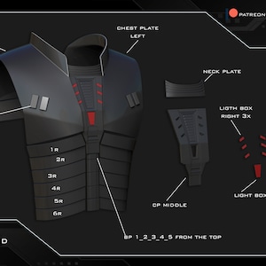 stl preview of a 3d printable starkiller inquisitor chest and abs armor made by mystery makers