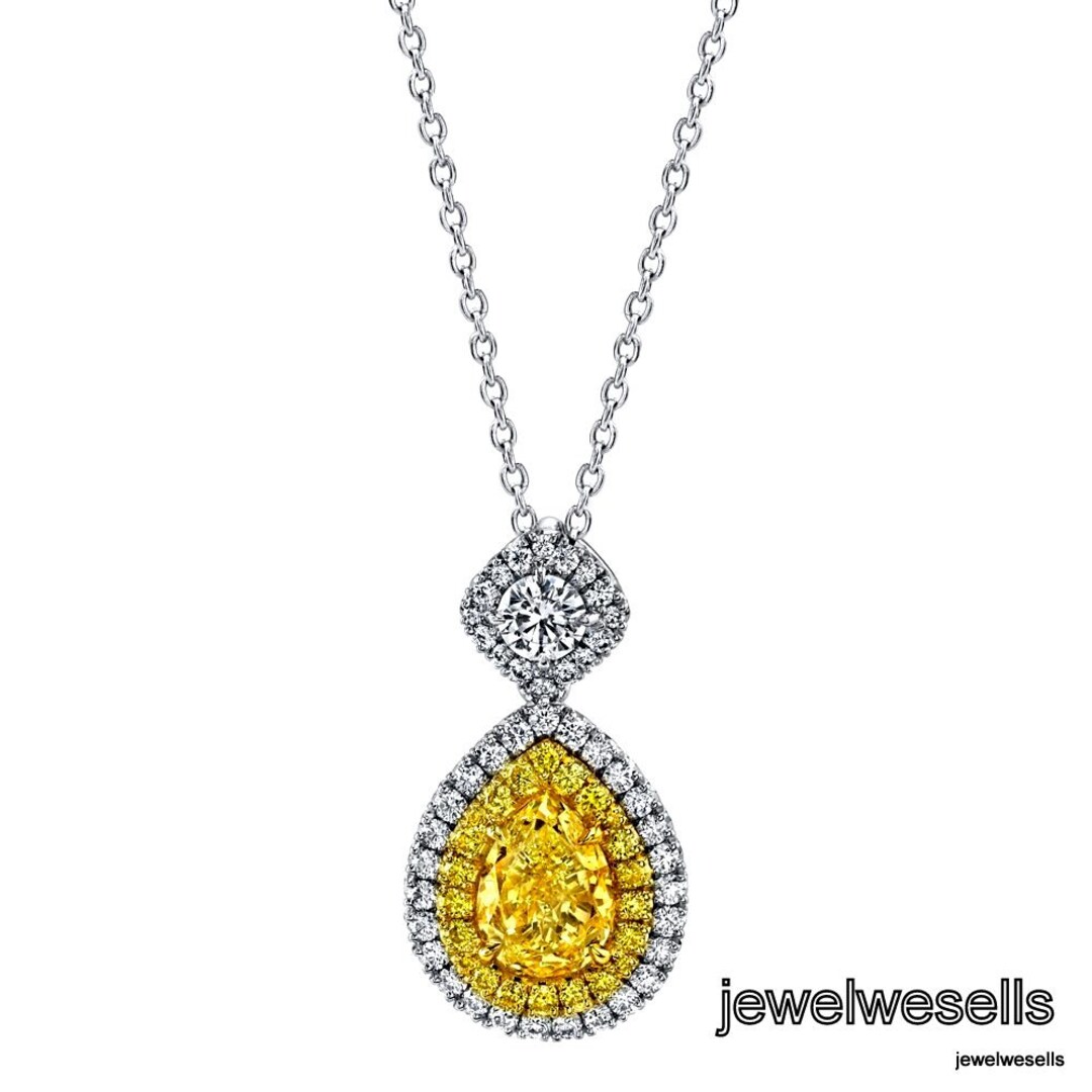 Yellow Sapphire Necklace for Womensapphire Gold Diamond Etsy