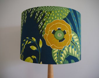 Teal Mustard Lampshade Exotic Flora Flowers Patterned Lampshade Fabric Lampshade Drum Table or Ceiling