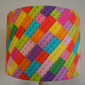 Lego style colourful Lampshade multi coloured children cotton blocks light shade table lampshade floor lamp or ceiling pendant
