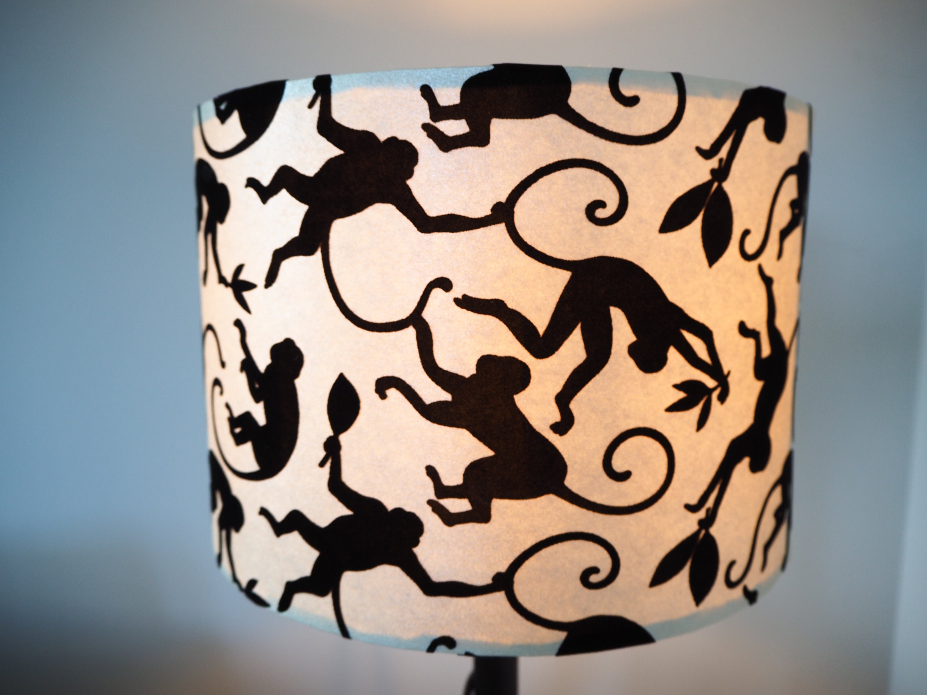 Schwarz Weiß Lampenschirm schwarzer Samt Affe auf weißer | Etsy