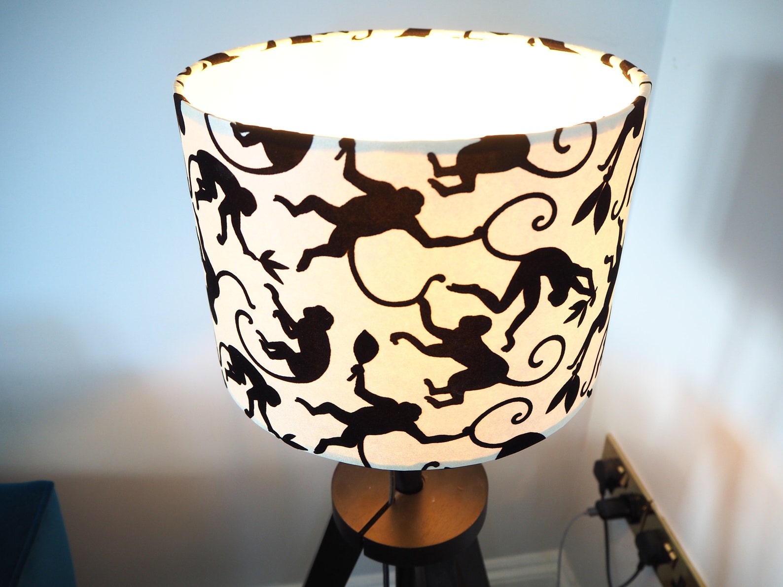 Schwarz Weiß Lampenschirm schwarzer Samt Affe auf weißer | Etsy