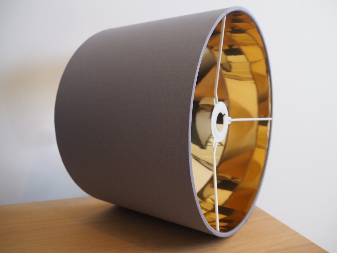 Grey Lampshade Gold Lining Grey Table or Ceiling lighting Etsy
