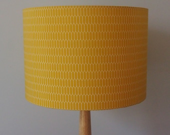 Yellow Geometric Lampshade yellow honeycomb pattern handmade cotton drum lamp shade ceiling pendant or table floor various sizes