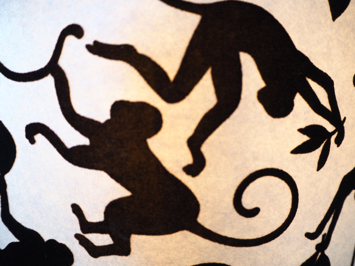 Schwarz Weiß Lampenschirm schwarzer Samt Affe auf weißer | Etsy