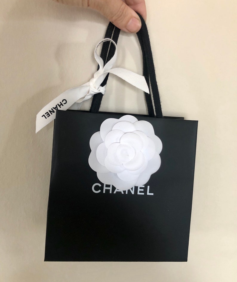 Chanel paper shopper carrier gift bag packaging black with