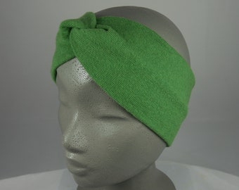 Stirnband Merinowolle | Haarband grün | Knotenhaarband | Ohrwärmer