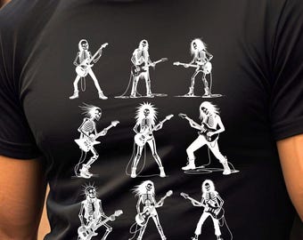 Skeleton Rock Guitarist TShirt Rock Band Musician Guitar Player Gift Shirt
