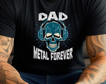 Gift for Dad Rock Music Lover T-Shirt: Skull Headphones Graphic Tee
