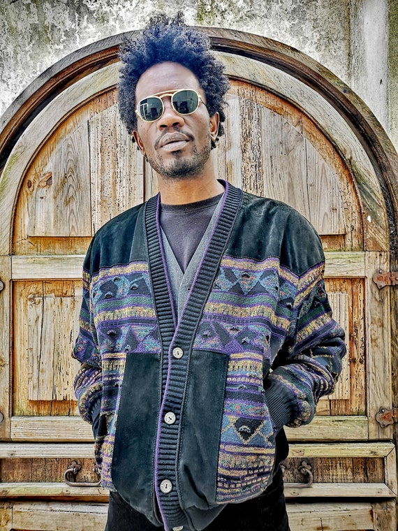 90s Torras suede & knit bomber jacket