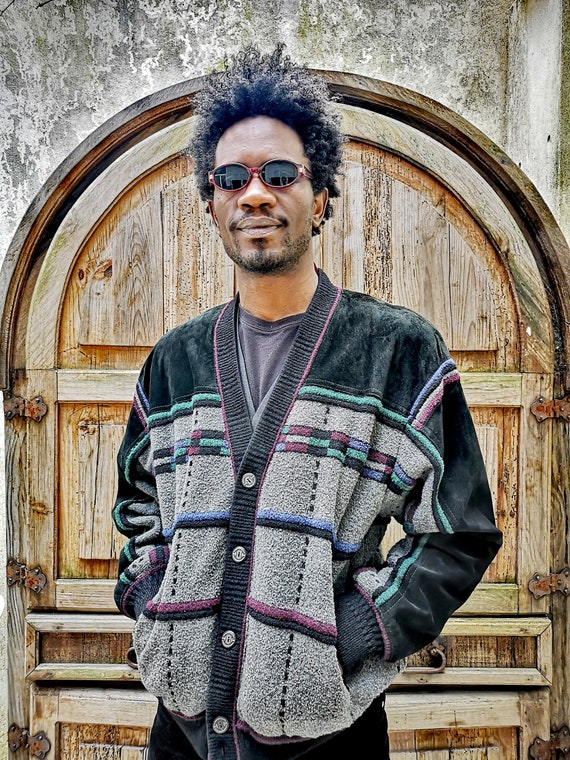 90s Torras suede & knit bomber jacket