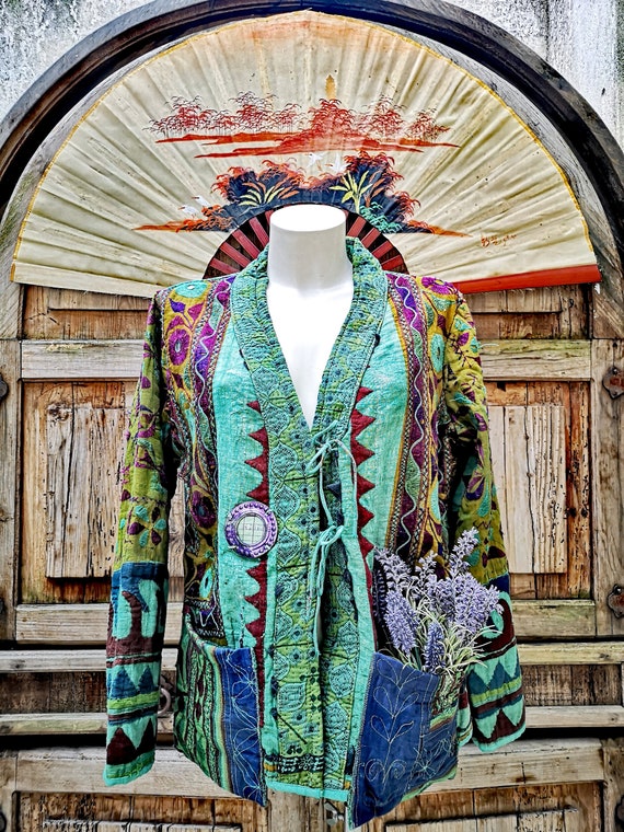 90s embroidery indian boho jacket