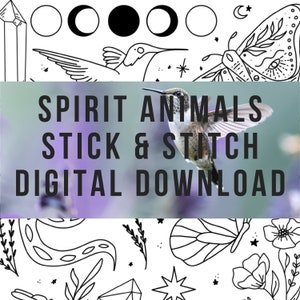 Spirit Animals Stick and Stitch Digital PDF pattern - Hand Embroidery Pattern (PDF download hand embroidery pattern) - DIY Magic Paper