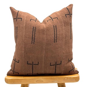 Authentic African Pillow, Handwoven Mudcloth Pillow cover, Brown with black design Pillow Cover| Throw Pillow cover, Sofa Cushion
