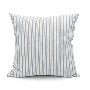Blue Pillow and White 100% Linen Pillow Striped Pillow Decorative Pillow Cover / Lumbar Pillow, Sofa Cushion, Throw Pillow, Farmhouse Pillow