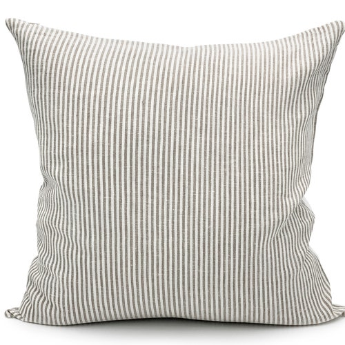 Taupe and White Pillow Covers 20x20 Striped Linen Pillow Etsy