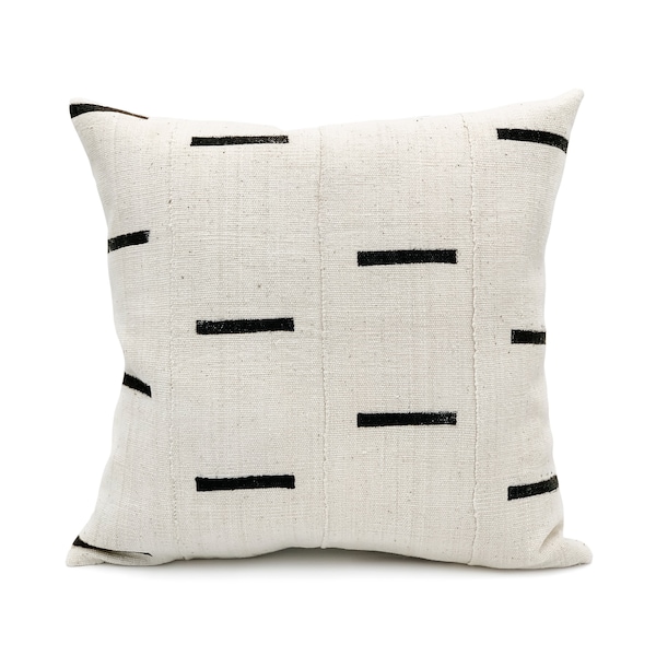 Mudcloth Pillow, black lines on white Decorative Pillow Cover| African Pillow| Neutral Bedroom and Living Room Sofa Cushion Throw Pillow