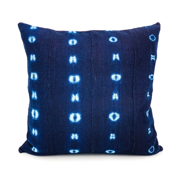 Mudcloth Pillow, Indigo Pillow Cover, African Pillow authentic handwoven one of a kind, Throw Pillow. Sofa Cushion