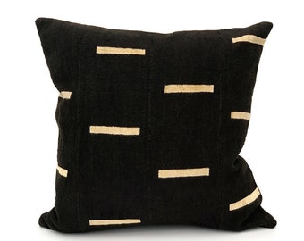 Mudcloth Pillow, African Pillow, White Lines on Black Decorative Pillow Cover| Lumbar Pillow, Long pillow cover, Throw Pillow, Sofa Cushion