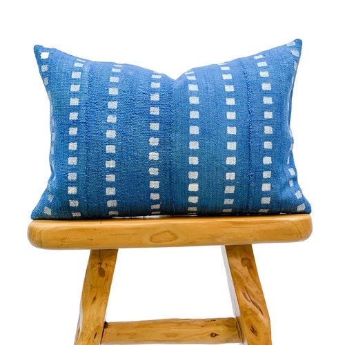 Authentic African Pillow Blue Mudcloth Pillow Blue Pillow Etsy