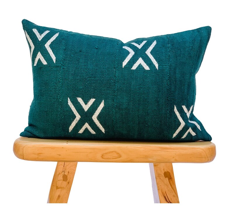 Green Mudcloth Pillow Cover 14x20 African Pillow Lumbar Etsy