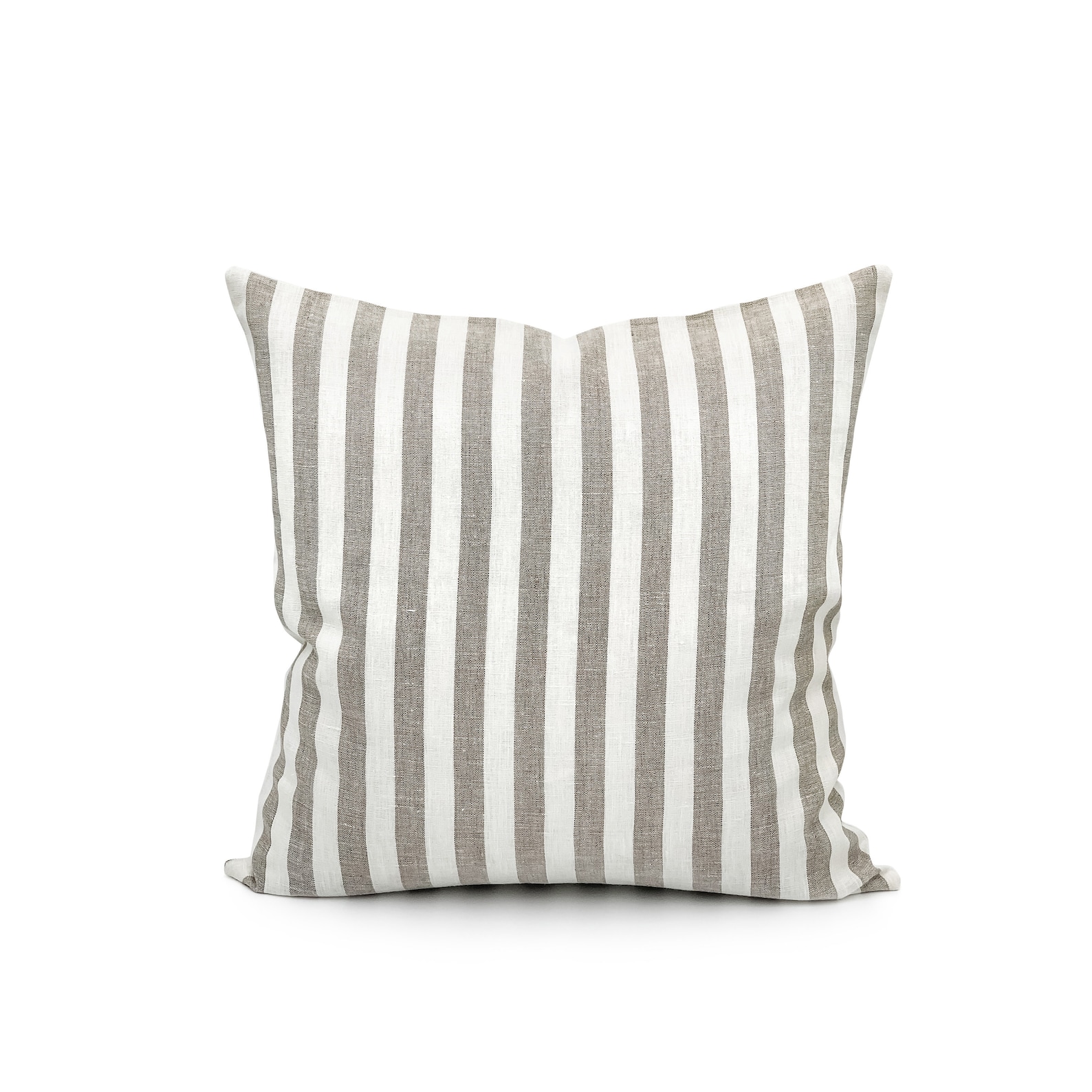 Modern Farmhouse Pillow Cover, Beige Linen Stripe Pillow, Throw Pillow