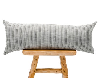 Extra Long Lumbar Pillow, Bolster Pillow, Long Pillow, Hmong Pillow, Ethnic Grey green Decorative Throw pillow 14x36, Neutral pillow