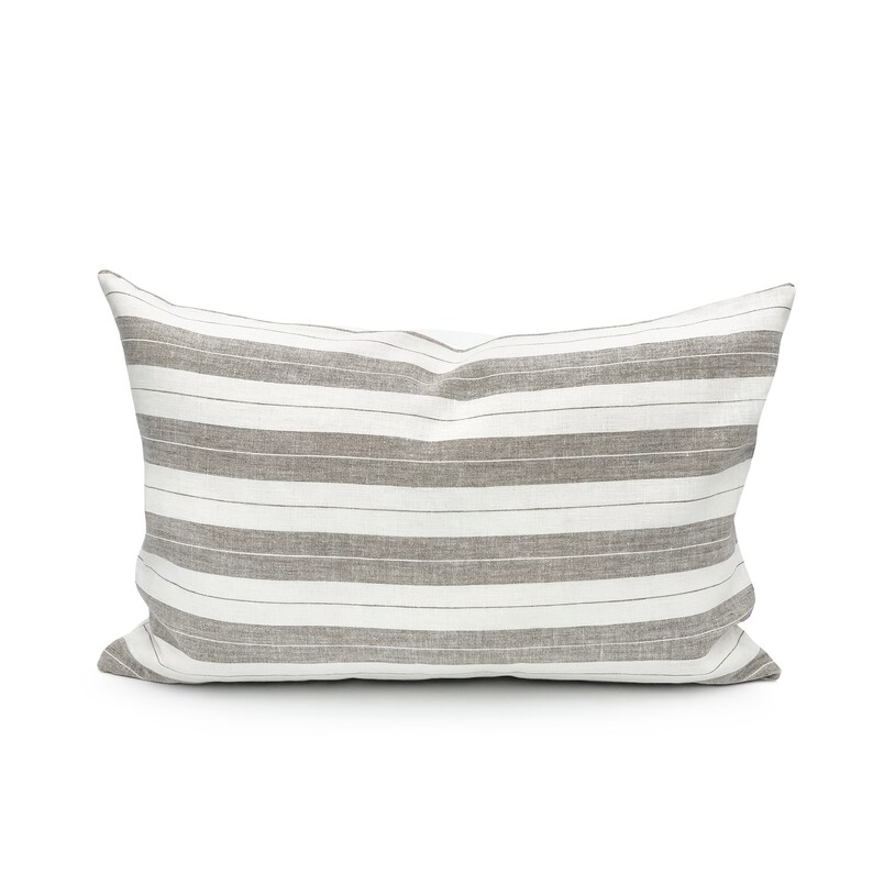Taupe and White Pillow Covers 20x20 Striped Linen Pillow Etsy