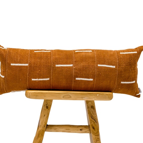 Extra Long Lumbar Pillow African Pillow Mustard Mudcloth Etsy